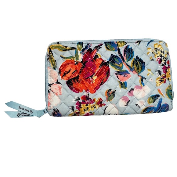 Vera Bradley RFID Deluxe Travel Wallet Sea Air Floral New with tags Blue Floral - Picture 3 of 6